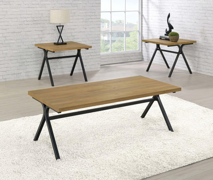 Colmar - 3 Piece Engineered Wood Coffee Table Set - Golden Oak