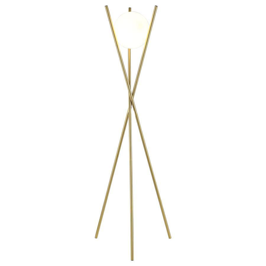 Yamileth - Spherical Bulb Metal Tripod Floor Lamp - Gold