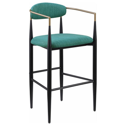 Tina - Metal Pub Height Bar Stool With Upholstered Back And Seat (Set of 2)