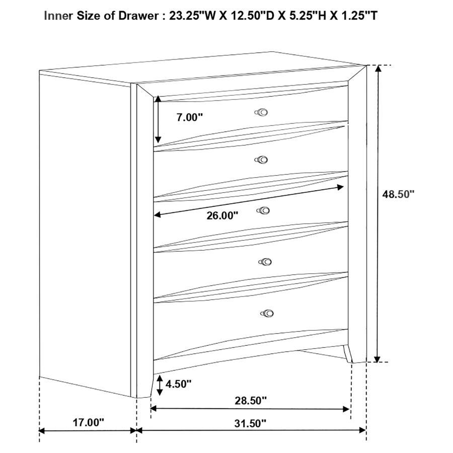 Briana - 5-Drawer Bedroom Chest - Black