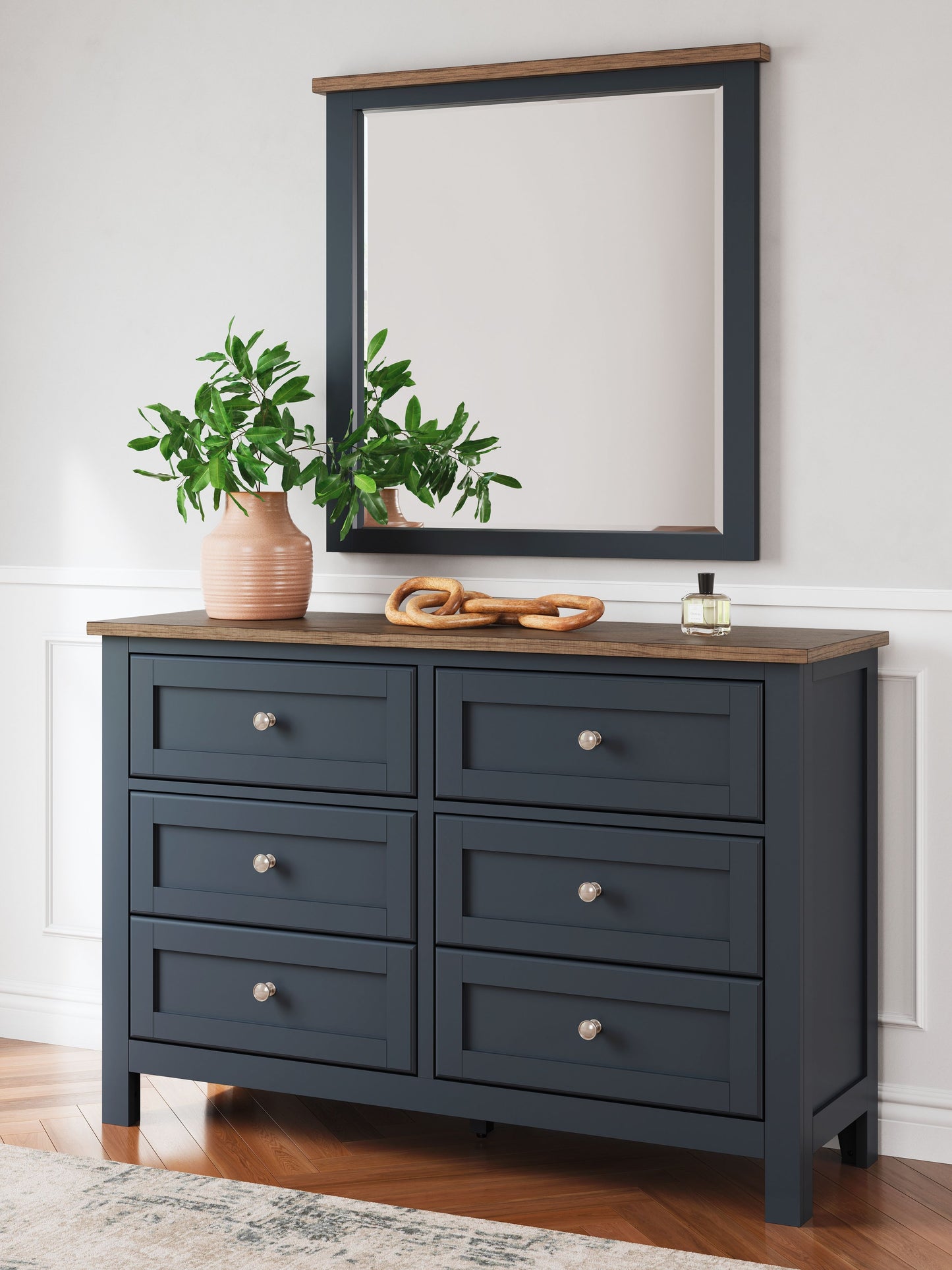 Landocken - Brown / Blue - Dresser and Mirror