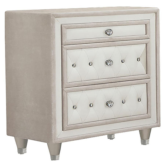 Antonella - Upholstered 3-Drawer Nightstand