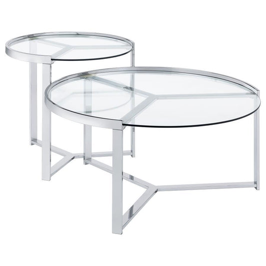 Delia - 2 Piece Round Glass Top Nesting Coffee Table