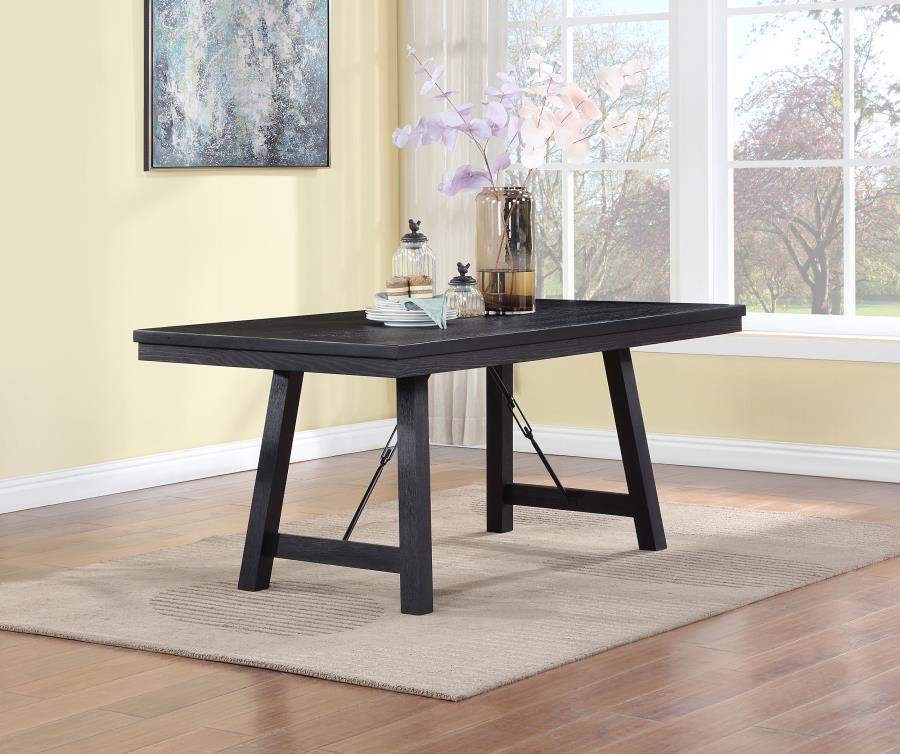 Newport - Rectangular Wood Trestle Dining Table - Black