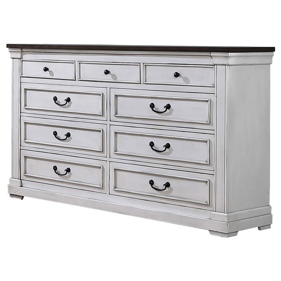 Hillcrest - 9-Drawer Dresser - Distressed White