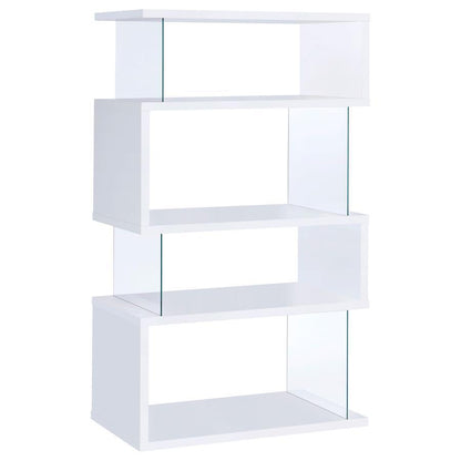 Emelle - 4-Shelf Glass Panel Bookshelf