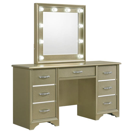 Beaumont - 7-Drawer Vanity Set With Lighting - Champagne