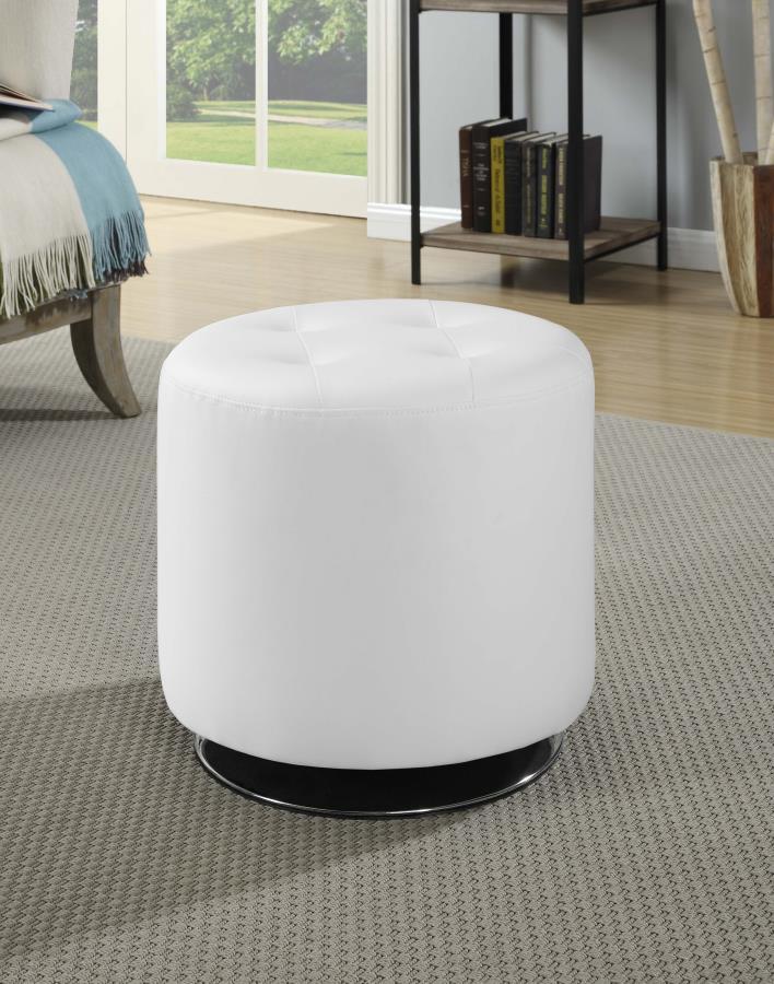 Bowman - Round Upholstered Tufted Swivel Ottoman