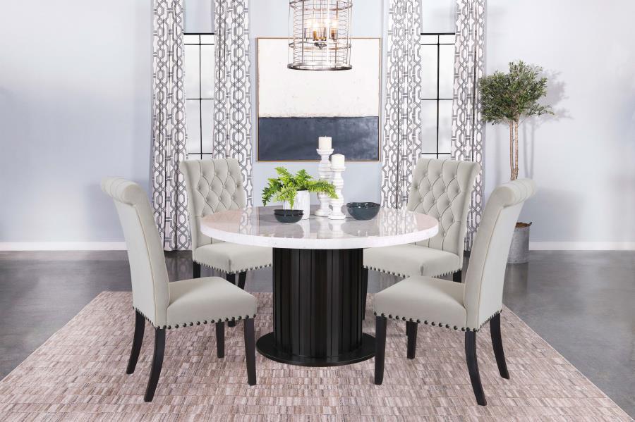 Sherry - Round Marble Top Dining Table Set