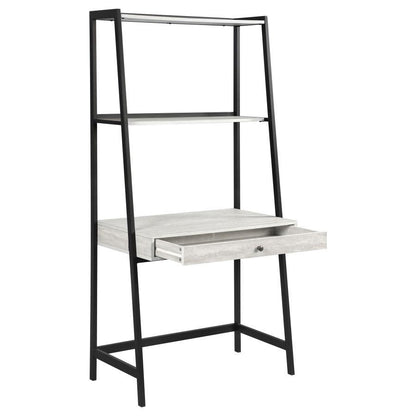 Pinckard - 3 Piece Ladder Desk And Bookcase Set - Gray Stone