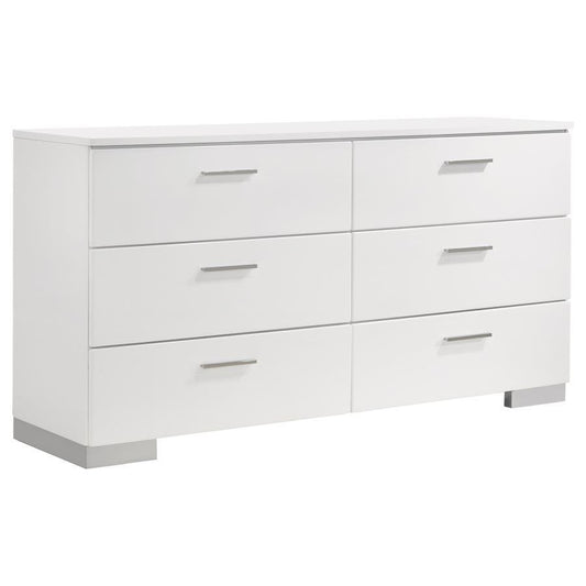 Felicity - 6-Drawer Dresser - White High Gloss