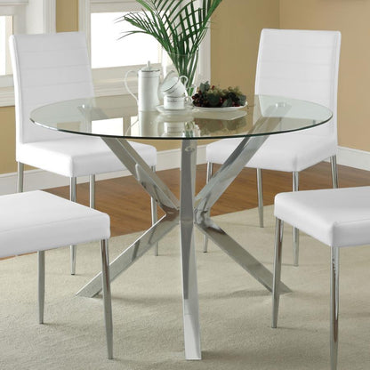 Vance - Round Glass Top Asterisk Dining Table - Chrome