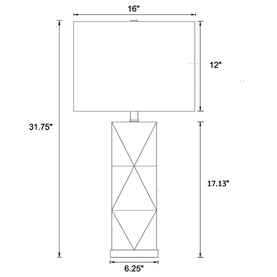 Camie - Rectangular Shade Geometric Table Lamp - White