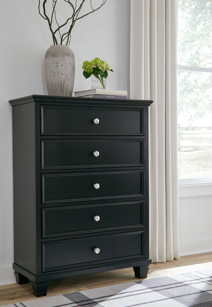 Lanolee - Black - Five Drawer Chest