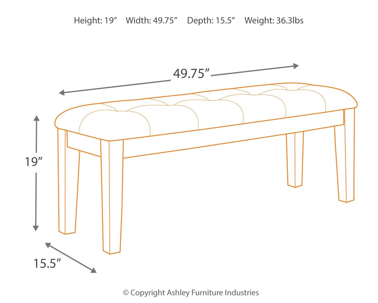 Ralene - Medium Brown - Large Uph Dining Room Bench