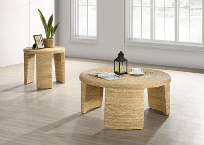 Artina - Woven Rattan Round Side End Table - Natural