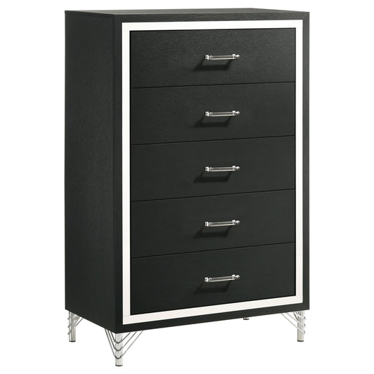 Lucia - 5-Drawer Bedroom Chest Of Drawers  - Black