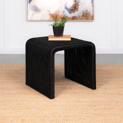 Cahya - Woven Rattan Square End Table - Black