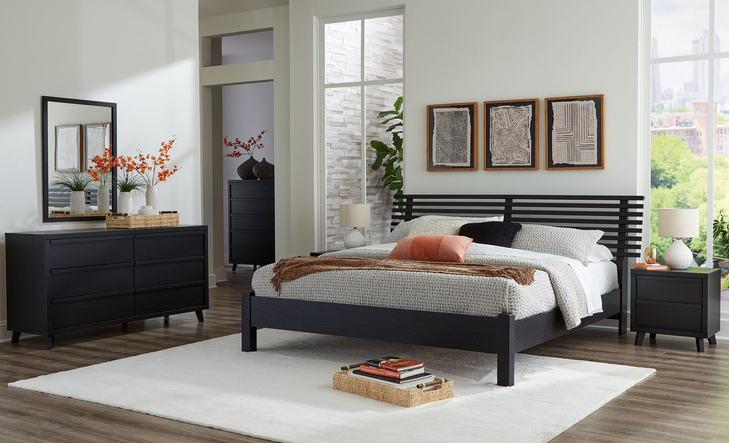 Danziar - Slat Panel Bed With Low Footboard Set