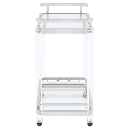 Jefferson - 2-Tier Glass Shelf Acrylic Bar Cart - Chrome