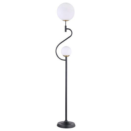 Dacki - Dual Spherical Bulb Metal Floor Lamp - Black