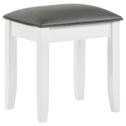 Barzini - Upholstered Vanity Stool - Metallic Aand White