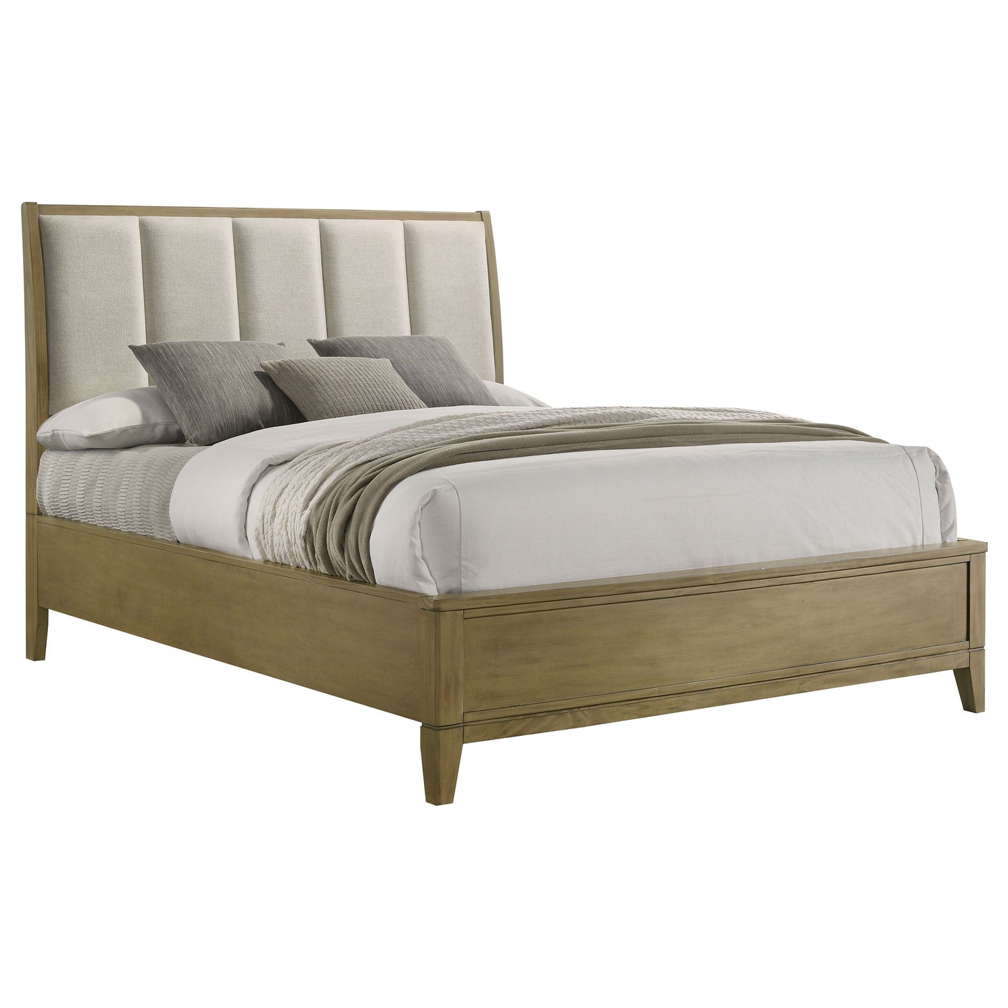 Granada - Upholstered Eastern King Panel Bed - Natural Pine