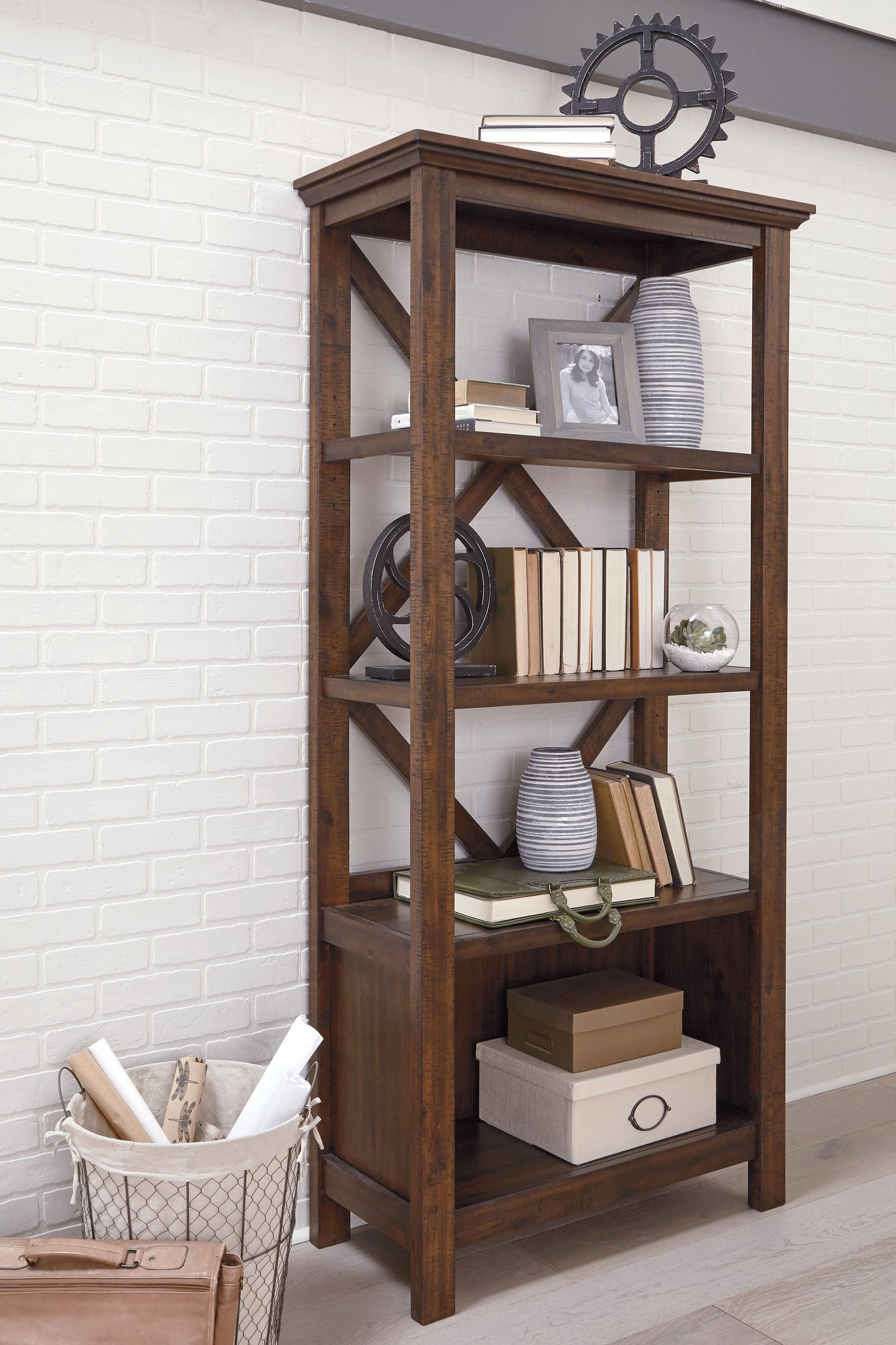 Baldridge - Rustic Brown - Large Bookcase