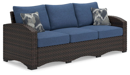 Windglow - Blue / Brown - Sofa With Cushion