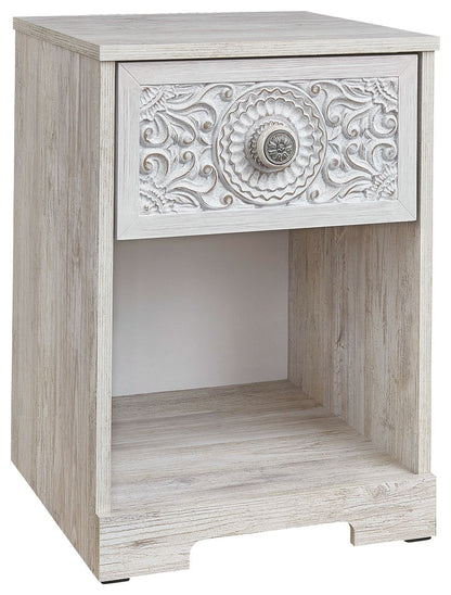 Paxberry - Whitewash - One Drawer Night Stand