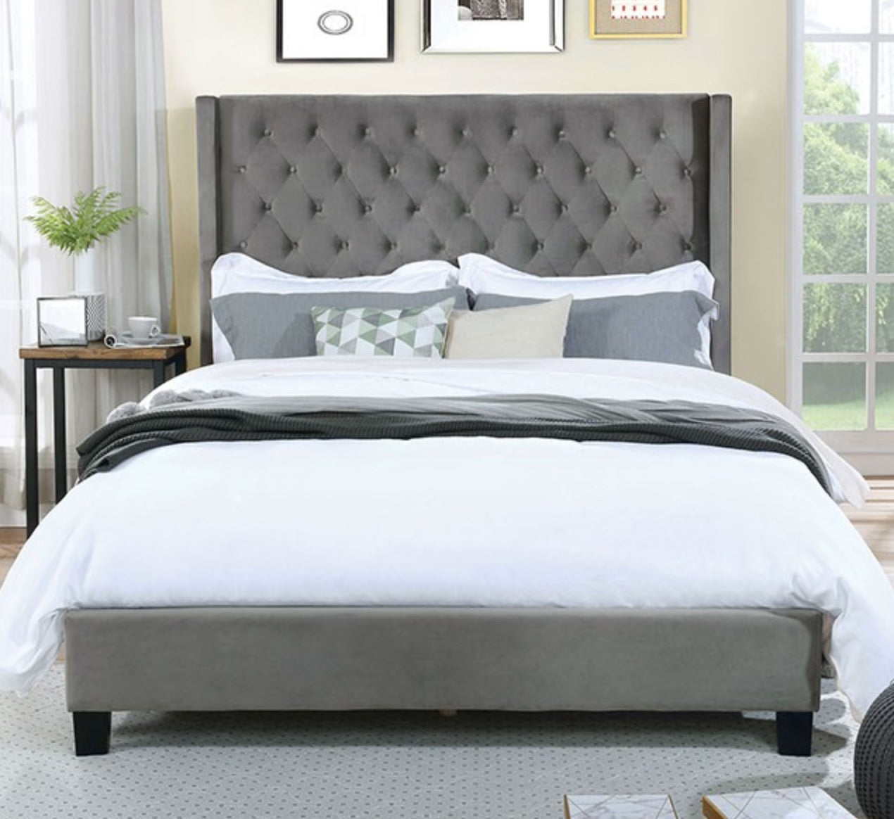 Ryleigh Queen Size Bed Frame, Gray