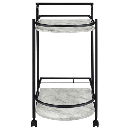 Desiree - 2-Tier Faux Marble Shelf Metal Bar Cart