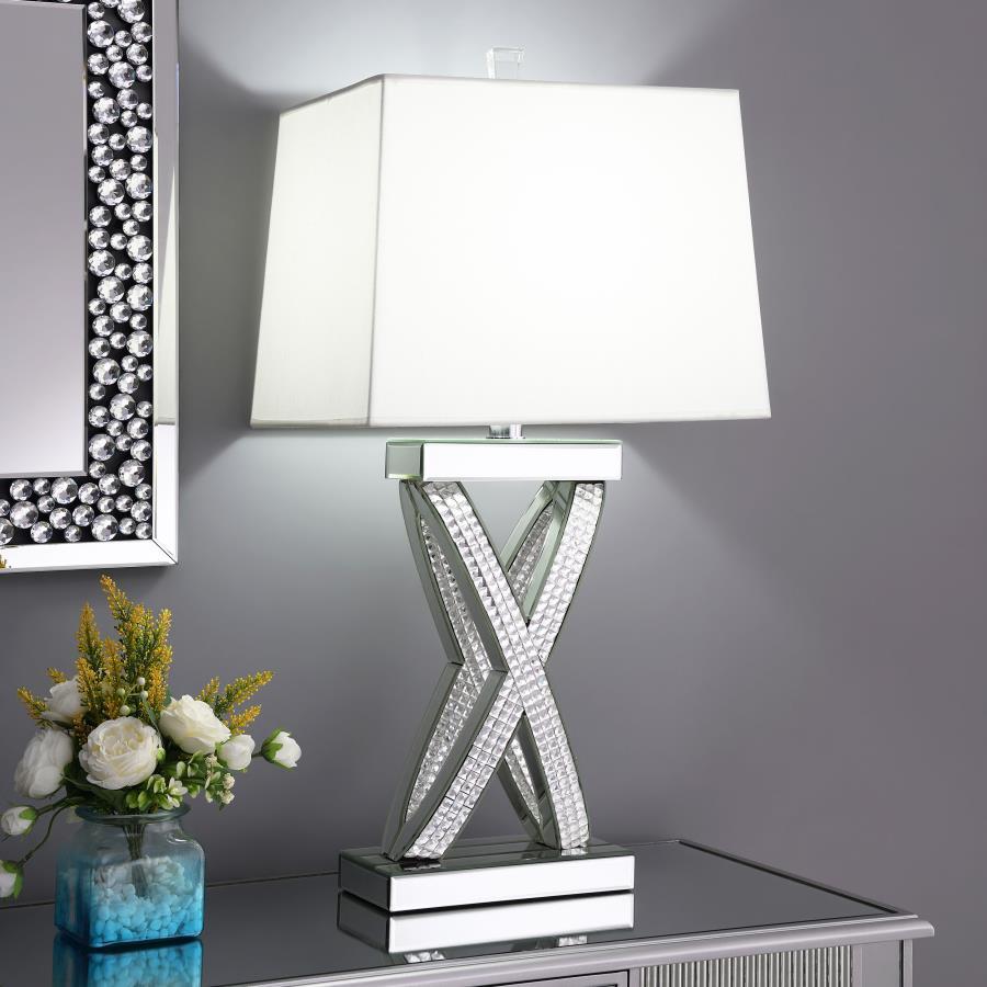 Dominick - Tapered Mirrored Acrylic Table Lamp - Silver