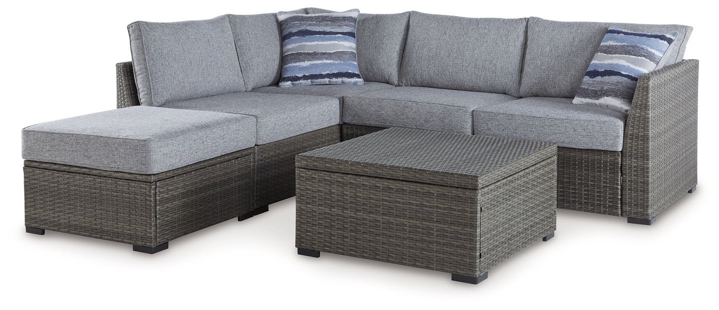 Petal Road - Gray - Loveseat Sectional, Ottoman, Table Set (Set of 4)