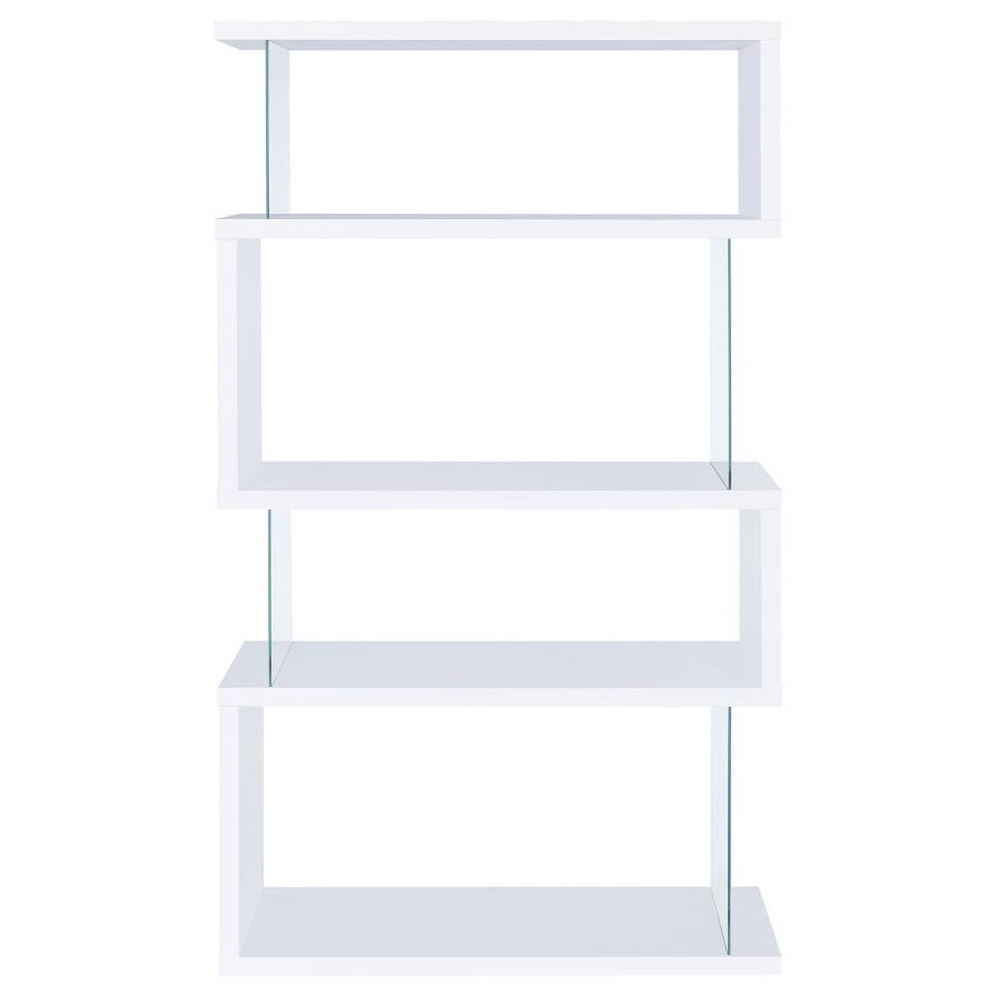 Emelle - 4-Shelf Glass Panel Bookshelf