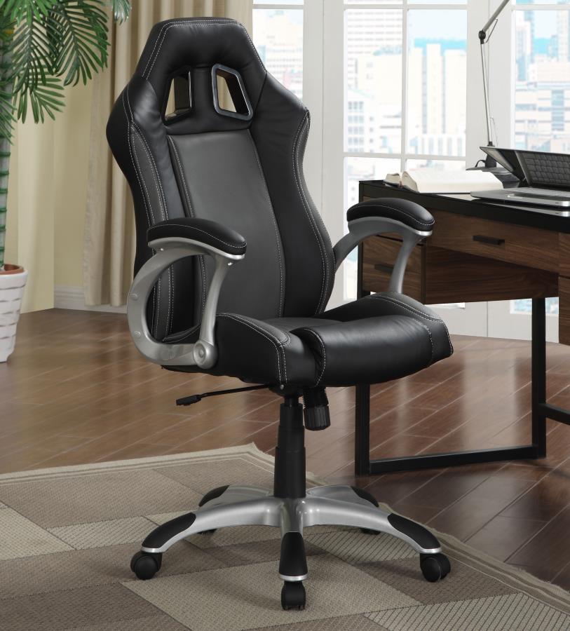 Roger - Upholstered Adjustable Home Office Desk Chair - Black