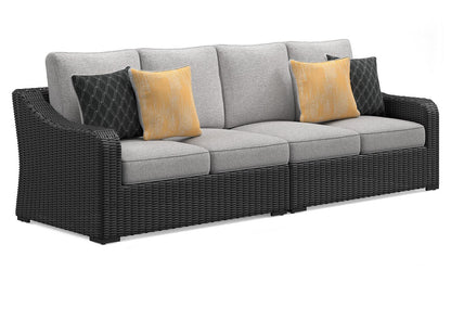 Beachcroft - Black / Light Gray - 2-Piece Outdoor Loveseat With Cushion