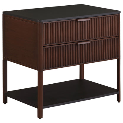 Zimmerlee - 2-Drawer Side Table with Shelf - Rust Brown