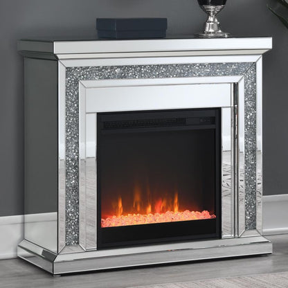 Lorelai - Mirrored Freestanding Electric Fireplace - Silver