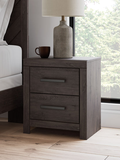 Prendonea - Charcoal - Two Drawer Night Stand