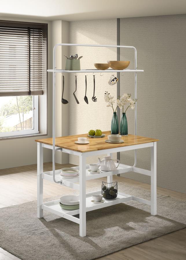 Edgeworth - Kitchen Island Counter Table With Pot Rack - White