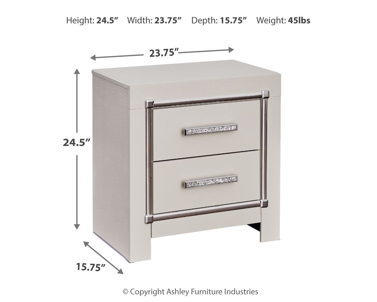 Zyniden - Silver - Two Drawer Night Stand