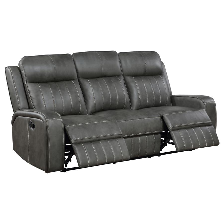 Raelynn - Upholstered Track Arm Motion Sofa - Gray