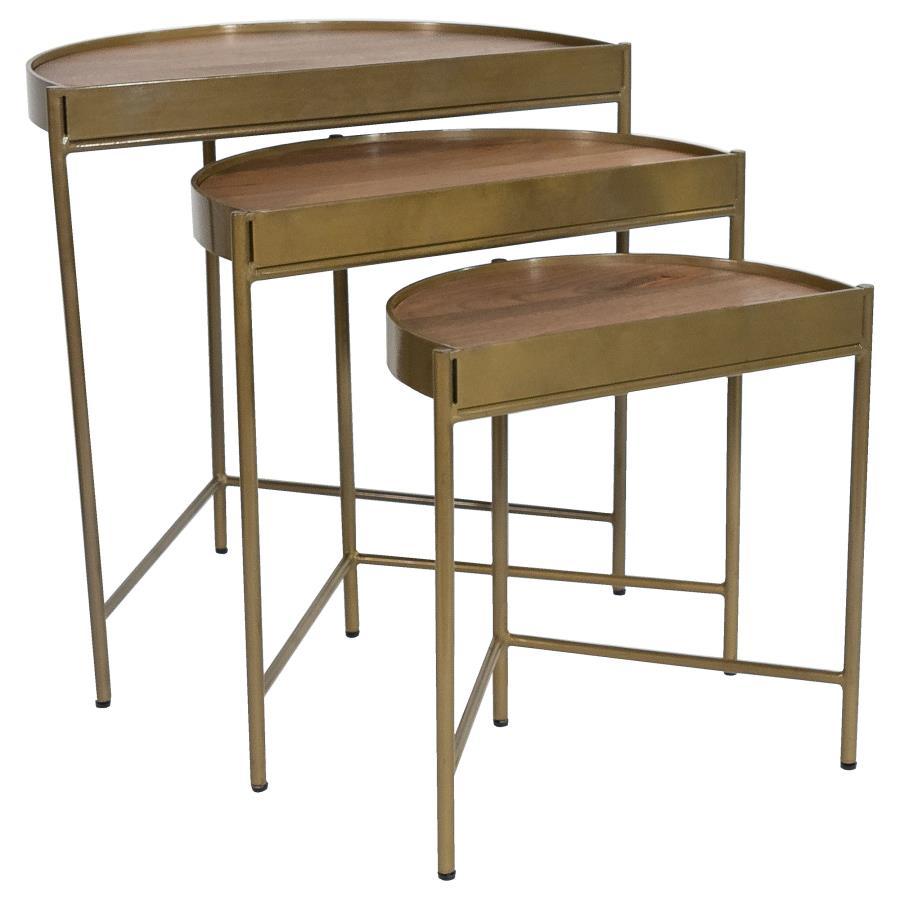 Tristen - 3 Piece Demilune Nesting Table - Brown And Gold