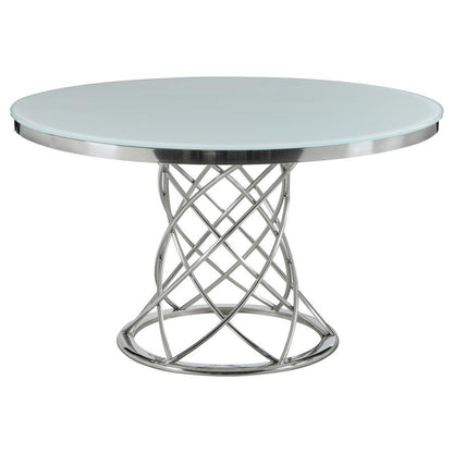 Irene - Round Glass Top Dining Table - Chrome