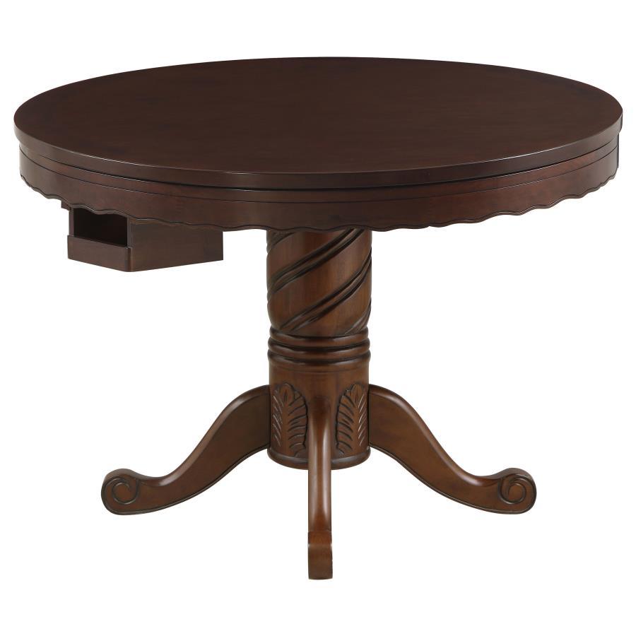 Turk - Round Dining And Billiard Poker Game Table - Tobacco