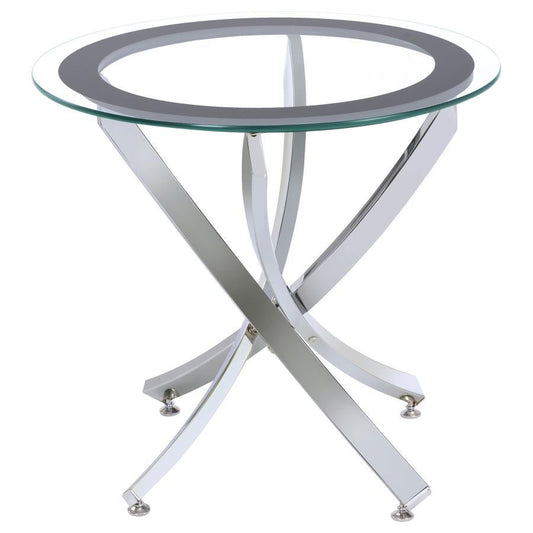 Brooke - Round Glass Top Side End Table Metal Base