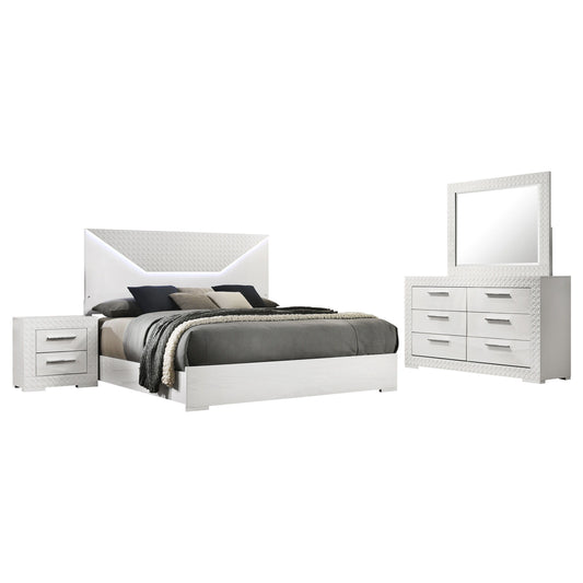 Ives - 4-Piece Queen Bedroom Set - White High Gloss