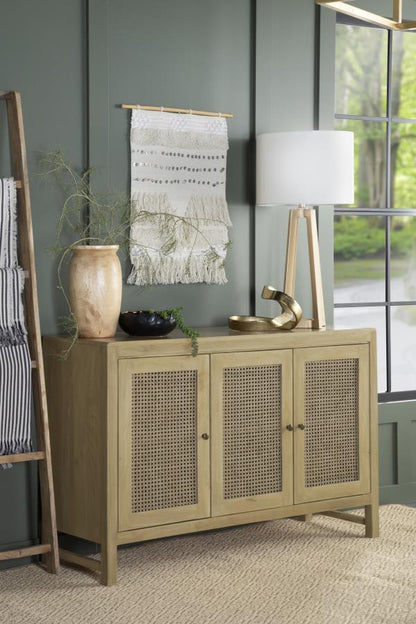 Zamora - Wood Accent Cabinet With Woven Cane